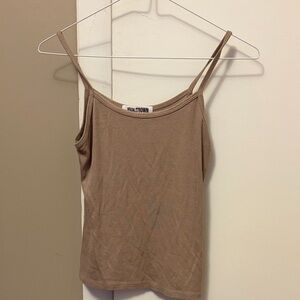 Joah brown Tan ribbed Spaghetti Strap Top